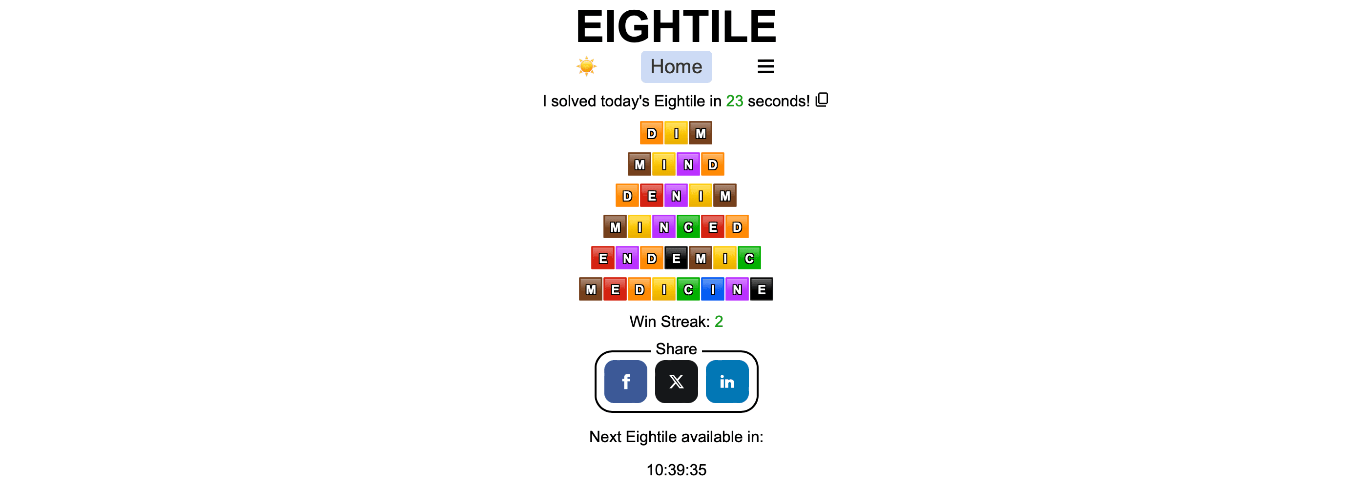 Eightile: unscramble the 8-letter word in time to win!
